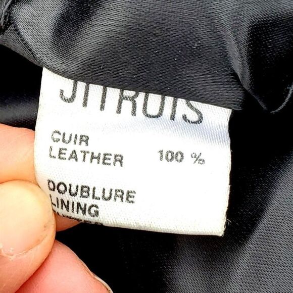 Vintage 80s Jitrois Black Lambskin Leather Military Jacket S Peplum - Picture 11 of 16
